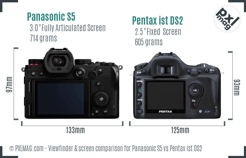 Panasonic S5 vs Pentax ist DS2 Screen and Viewfinder comparison