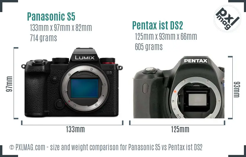 Panasonic S5 vs Pentax ist DS2 size comparison