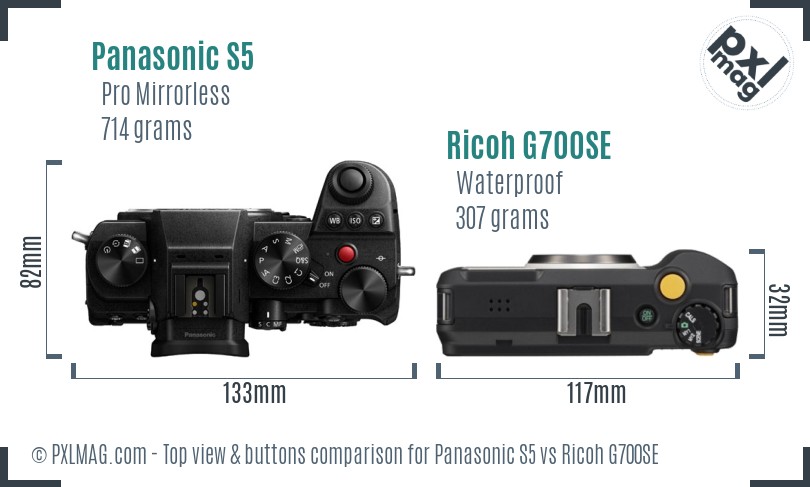 Panasonic S5 vs Ricoh G700SE top view buttons comparison
