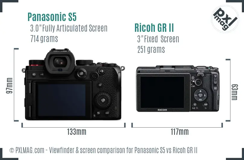 Panasonic S5 vs Ricoh GR II Screen and Viewfinder comparison