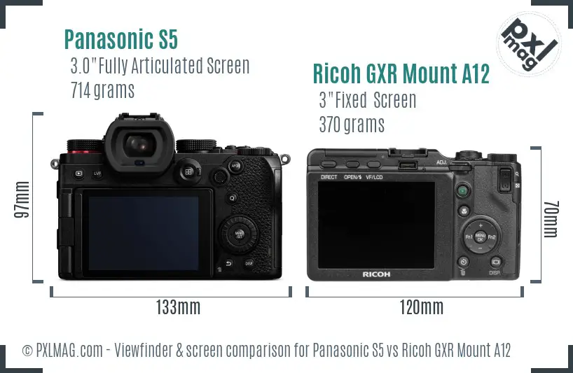Panasonic S5 vs Ricoh GXR Mount A12 Screen and Viewfinder comparison Panasonic S5 vs Ricoh GXR Mount A12 Screen and Viewfinder comparison