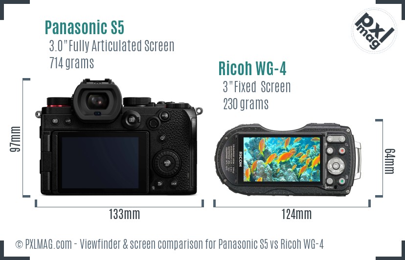 Panasonic S5 vs Ricoh WG-4 Screen and Viewfinder comparison