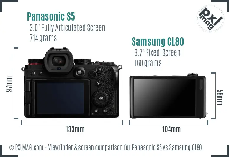 Panasonic S5 vs Samsung CL80 Screen and Viewfinder comparison Panasonic S5 vs Samsung CL80 Screen and Viewfinder comparison