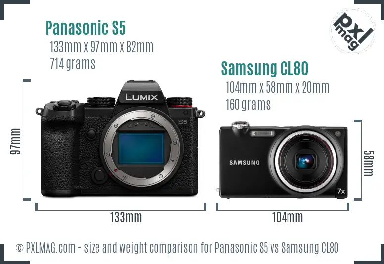 Panasonic S5 vs Samsung CL80 size comparison Panasonic S5 vs Samsung CL80 size comparison