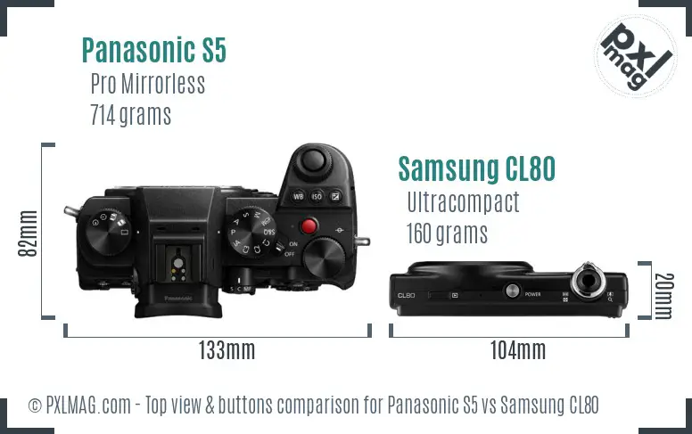 Panasonic S5 vs Samsung CL80 top view buttons comparison Panasonic S5 vs Samsung CL80 top view buttons comparison