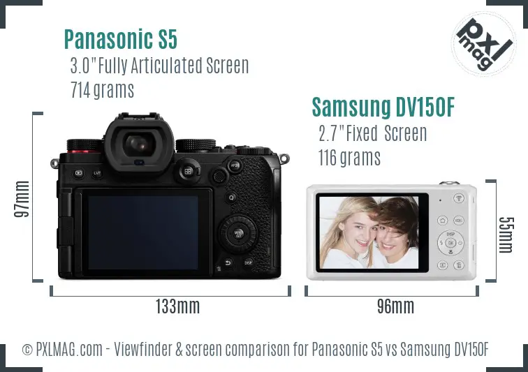 Panasonic S5 vs Samsung DV150F Screen and Viewfinder comparison Panasonic S5 vs Samsung DV150F Screen and Viewfinder comparison