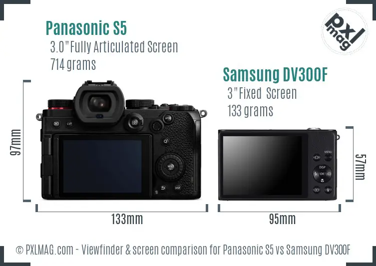 Panasonic S5 vs Samsung DV300F Screen and Viewfinder comparison