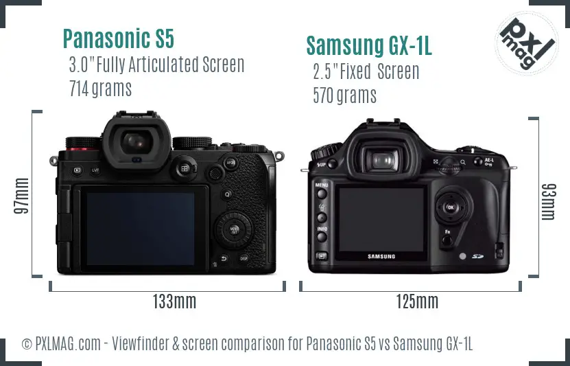 Panasonic S5 vs Samsung GX-1L Screen and Viewfinder comparison