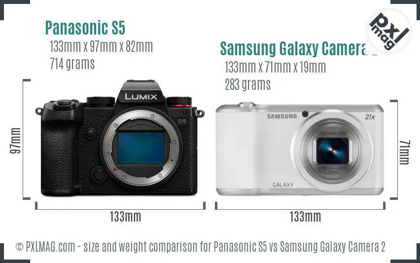 Panasonic S5 vs Samsung Galaxy Camera 2 size comparison