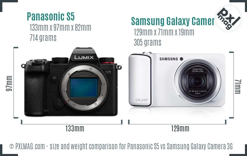 Panasonic S5 vs Samsung Galaxy Camera 3G size comparison Panasonic S5 vs Samsung Galaxy Camera 3G size comparison