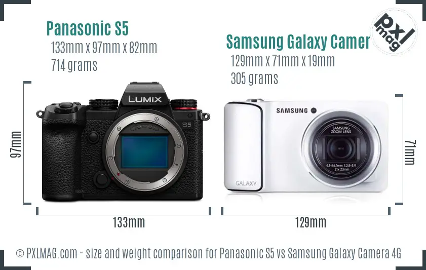 Panasonic S5 vs Samsung Galaxy Camera 4G size comparison Panasonic S5 vs Samsung Galaxy Camera 4G size comparison