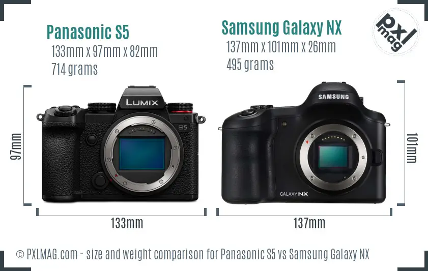 Panasonic S5 vs Samsung Galaxy NX size comparison