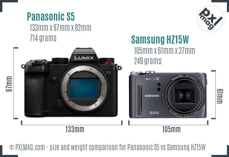 Panasonic S5 vs Samsung HZ15W size comparison