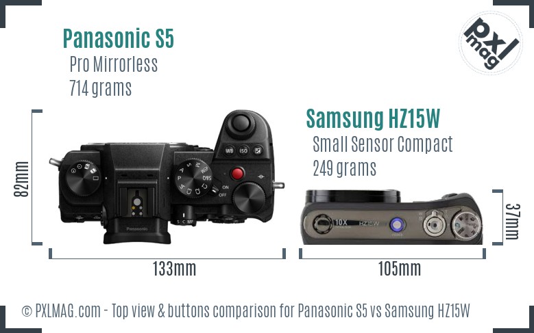 Panasonic S5 vs Samsung HZ15W top view buttons comparison