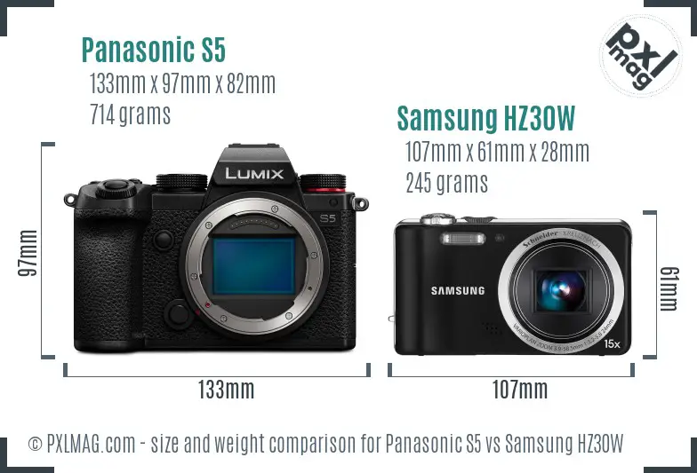 Panasonic S5 vs Samsung HZ30W size comparison