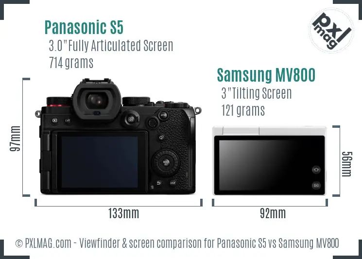 Panasonic S5 vs Samsung MV800 Screen and Viewfinder comparison