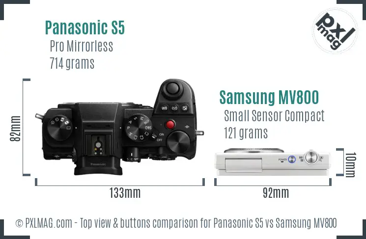 Panasonic S5 vs Samsung MV800 top view buttons comparison