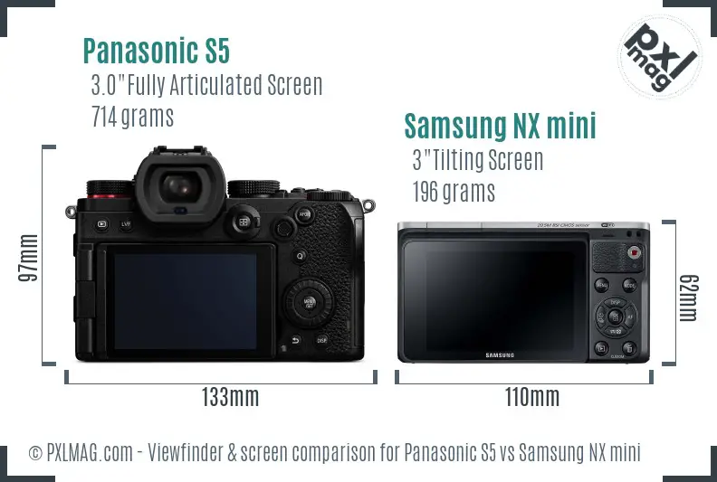 Panasonic S5 vs Samsung NX mini Screen and Viewfinder comparison Panasonic S5 vs Samsung NX mini Screen and Viewfinder comparison