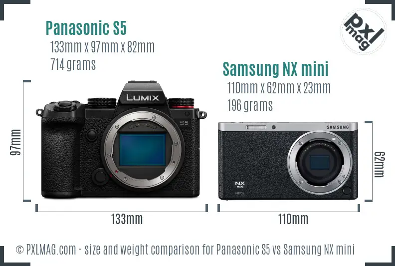 Panasonic S5 vs Samsung NX mini size comparison Panasonic S5 vs Samsung NX mini size comparison