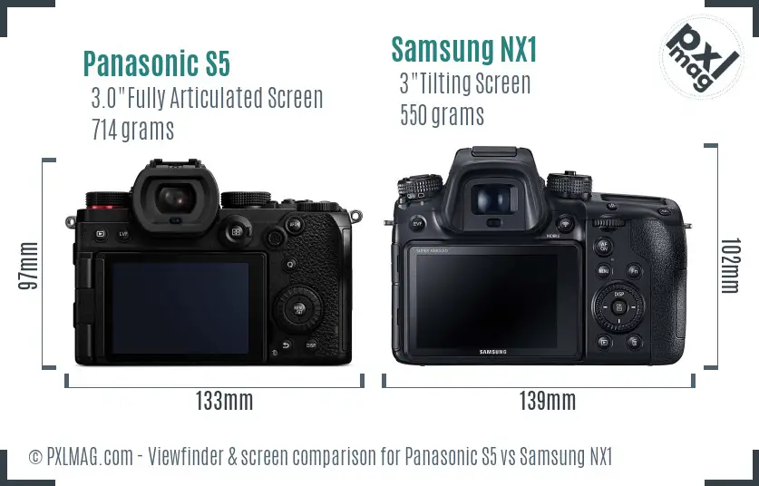Panasonic S5 vs Samsung NX1 Screen and Viewfinder comparison