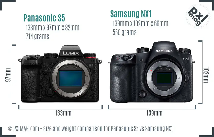 Panasonic S5 vs Samsung NX1 size comparison