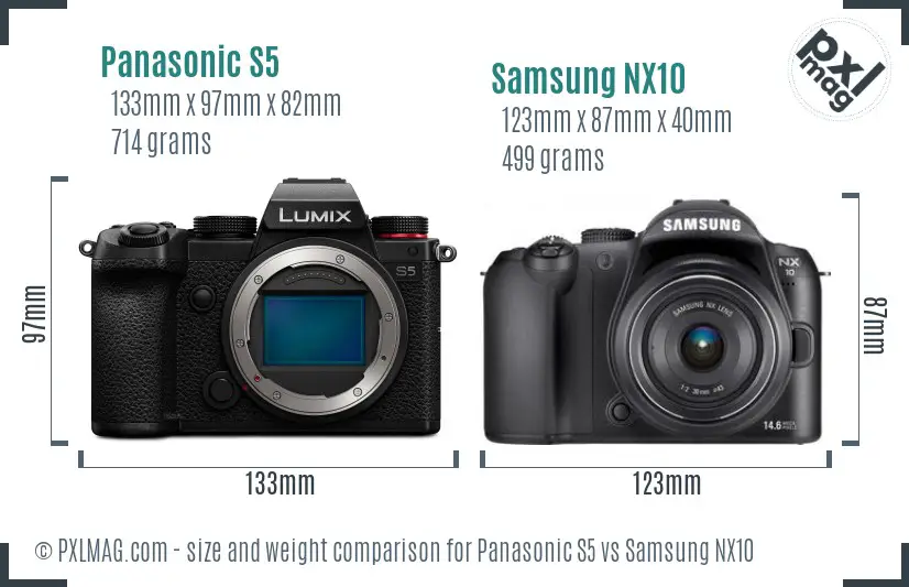Panasonic S5 vs Samsung NX10 size comparison