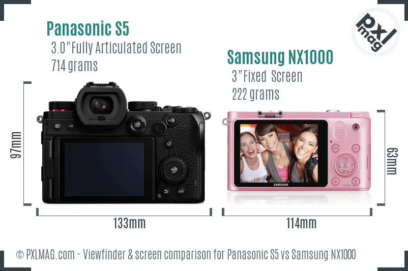 Panasonic S5 vs Samsung NX1000 Screen and Viewfinder comparison