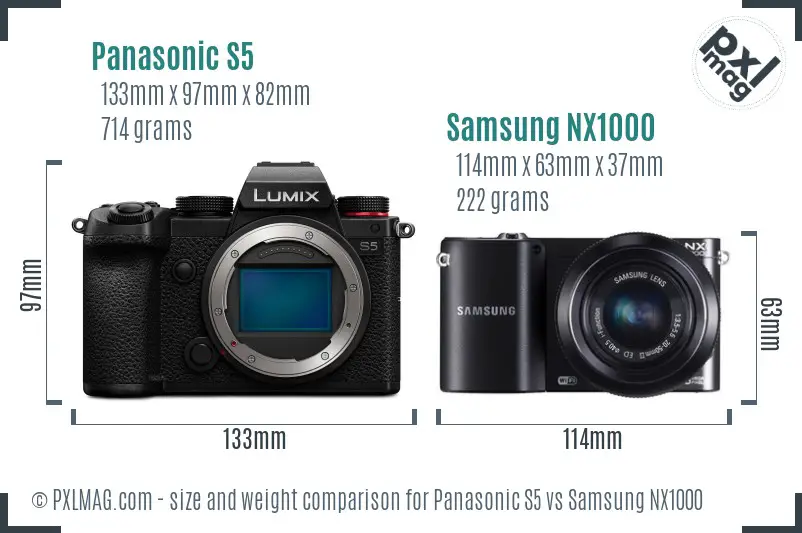 Panasonic S5 vs Samsung NX1000 size comparison
