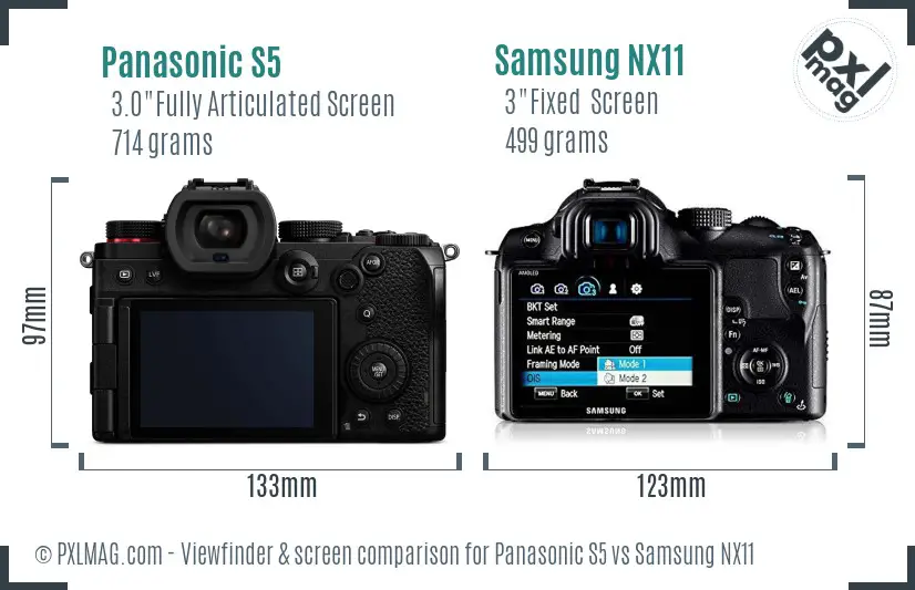 Panasonic S5 vs Samsung NX11 Screen and Viewfinder comparison