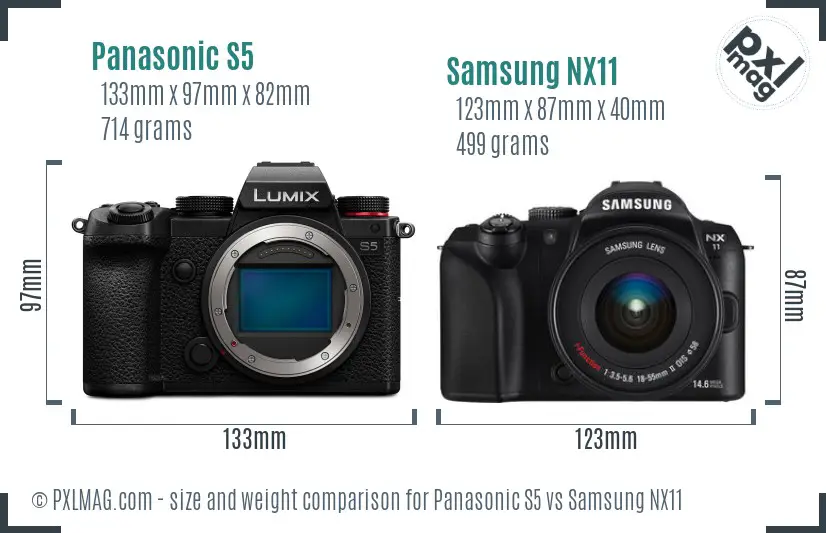Panasonic S5 vs Samsung NX11 size comparison