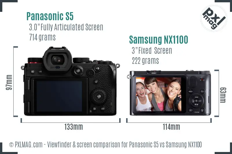 Panasonic S5 vs Samsung NX1100 Screen and Viewfinder comparison