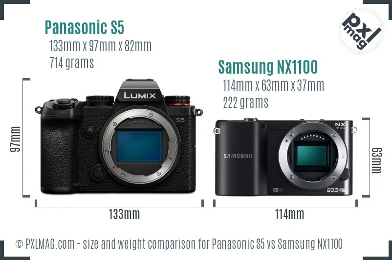 Panasonic S5 vs Samsung NX1100 size comparison