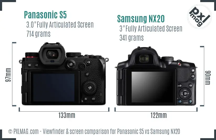 Panasonic S5 vs Samsung NX20 Screen and Viewfinder comparison