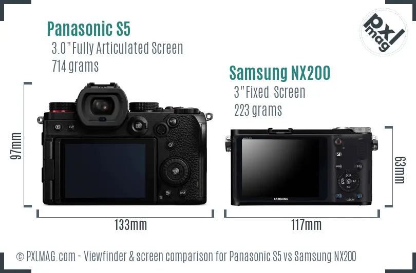 Panasonic S5 vs Samsung NX200 Screen and Viewfinder comparison