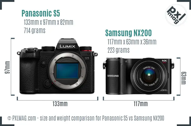 Panasonic S5 vs Samsung NX200 size comparison