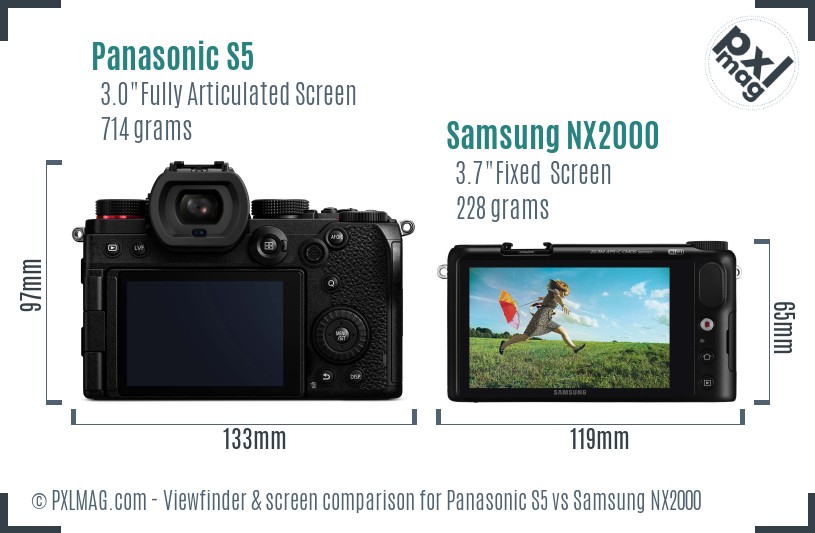 Panasonic S5 vs Samsung NX2000 Screen and Viewfinder comparison