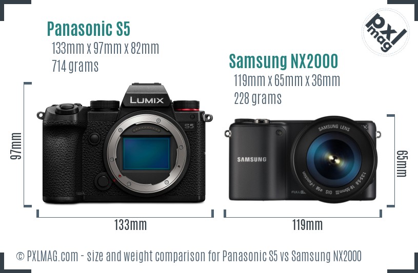 Panasonic S5 vs Samsung NX2000 size comparison Panasonic S5 vs Samsung NX2000 size comparison