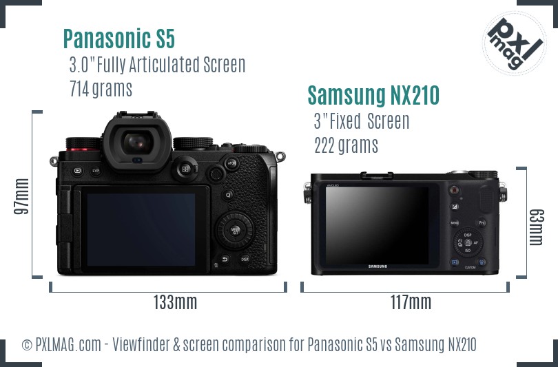 Panasonic S5 vs Samsung NX210 Screen and Viewfinder comparison