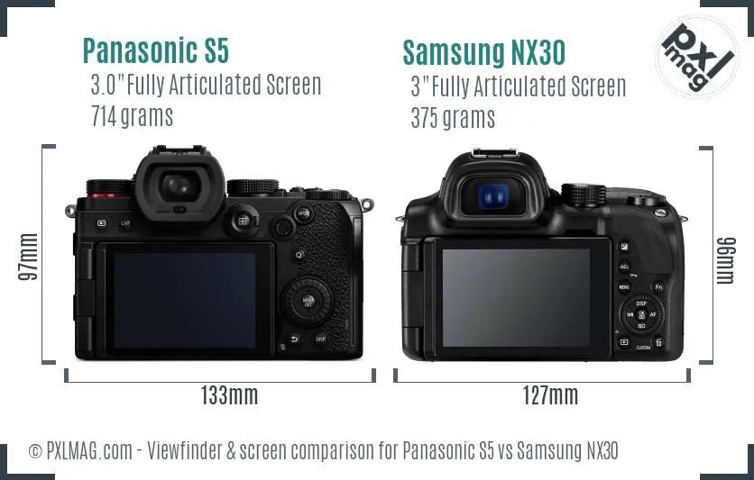 Panasonic S5 vs Samsung NX30 Screen and Viewfinder comparison