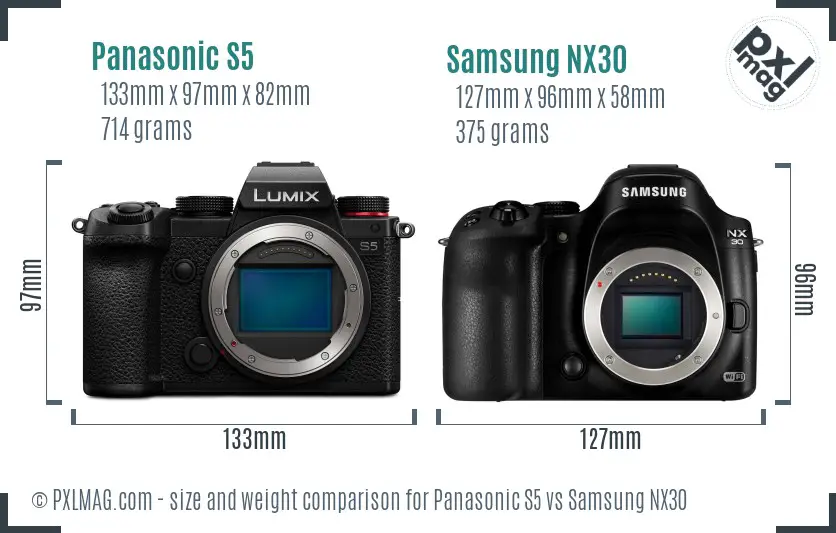 Panasonic S5 vs Samsung NX30 size comparison