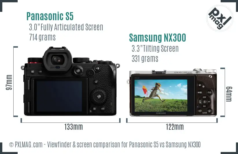 Panasonic S5 vs Samsung NX300 Screen and Viewfinder comparison