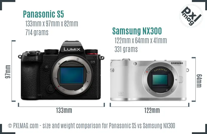 Panasonic S5 vs Samsung NX300 size comparison