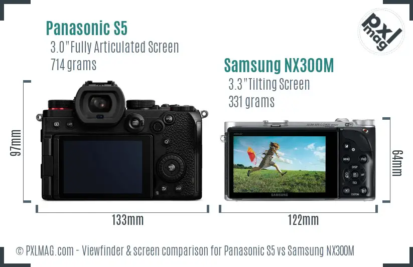 Panasonic S5 vs Samsung NX300M Screen and Viewfinder comparison