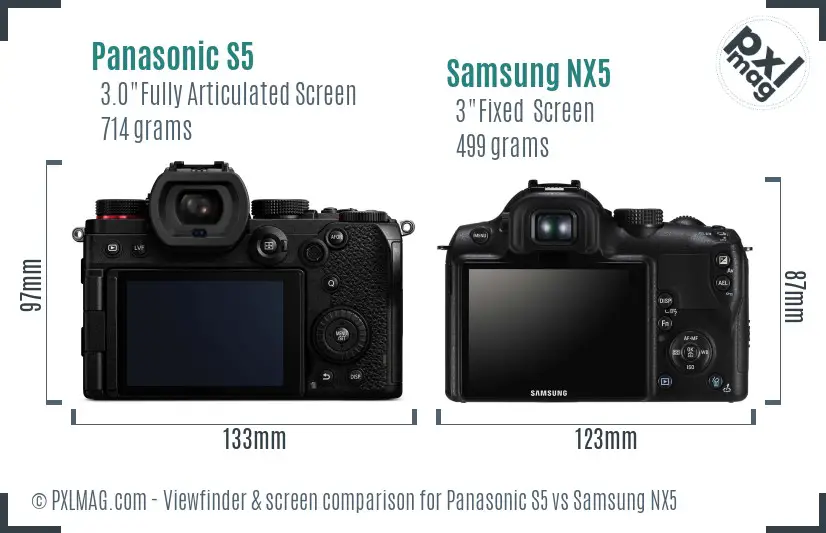 Panasonic S5 vs Samsung NX5 Screen and Viewfinder comparison
