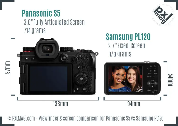 Panasonic S5 vs Samsung PL120 Screen and Viewfinder comparison
