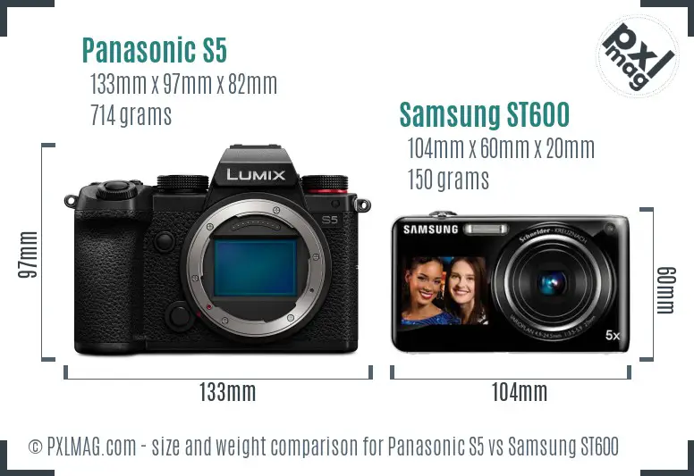 Panasonic S5 vs Samsung ST600 size comparison