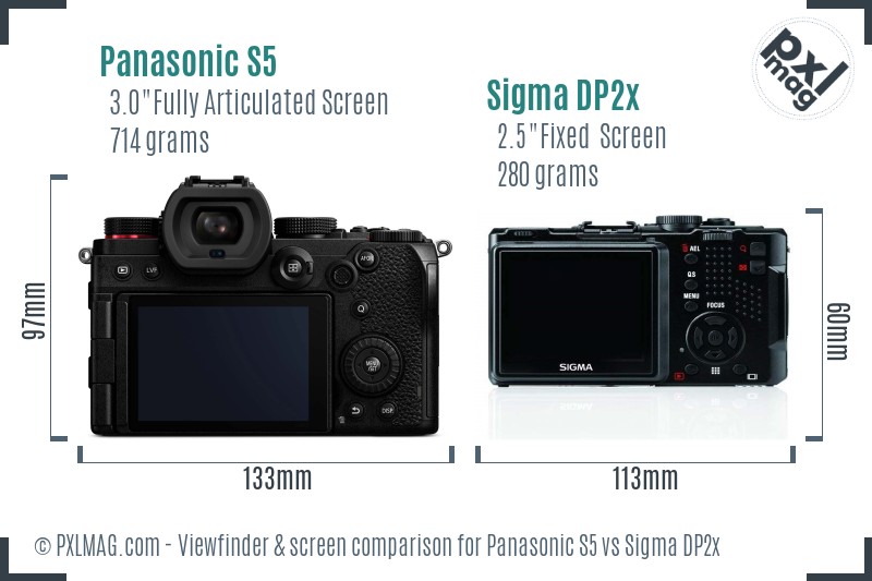 Panasonic S5 vs Sigma DP2x Screen and Viewfinder comparison