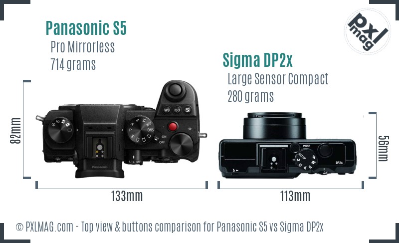 Panasonic S5 vs Sigma DP2x top view buttons comparison