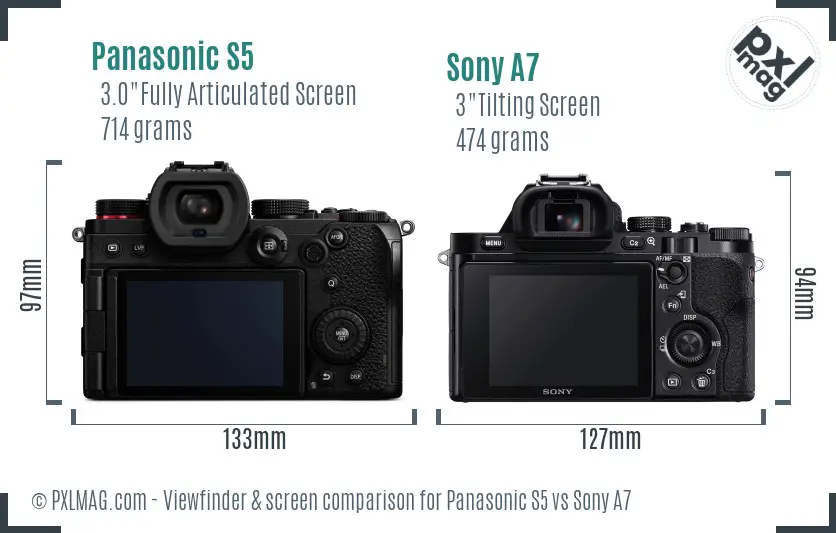 Panasonic S5 vs Sony A7 Screen and Viewfinder comparison