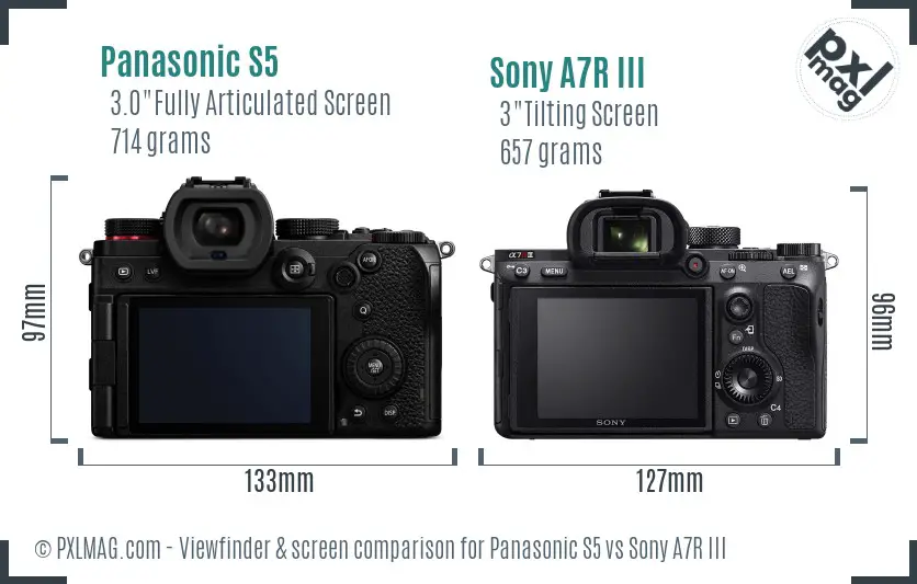 Panasonic S5 vs Sony A7R III Screen and Viewfinder comparison